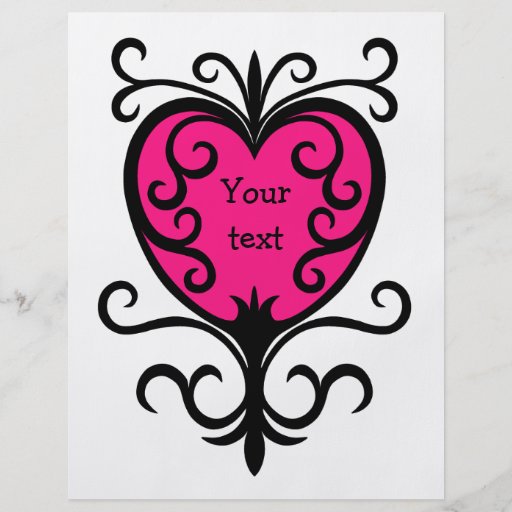 Hot pink punk girly girl ornate heart custom flyer