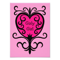 Hot pink punk girly girl ornate heart photo art
