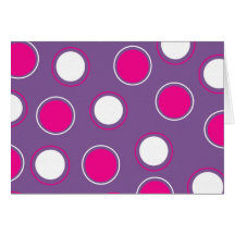 Hot Pink Purple White Polka Dots Concentric Circle Greeting Card