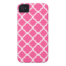 Hot Pink Quatrefoil iPhone 4 Case-Mate Cases