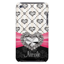 Hot Pink Rhinestone Heart iPod Touch 4 Case Mate iPod Touch Covers