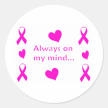 Hot Pink Ribbons & Hearts Stickers