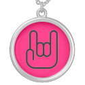 Hot Pink "Rock On" Devil Horns Custom Necklace