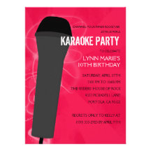 Hot Pink Rock Out Karaoke Birthday Party Custom Invitations