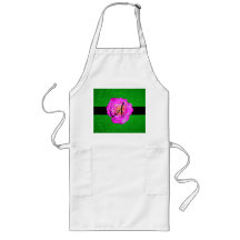 Hot pink rose monogram green glitter aprons