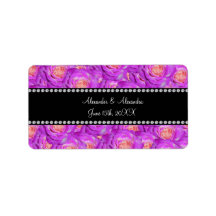 Hot pink roses wedding favors custom address labels
