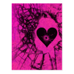 Hot Pink Shattered Broken Heart Postcard