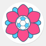 Hot Pink Soccer Girl Round Sticker