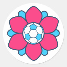 Hot Pink Soccer Girl Round Sticker