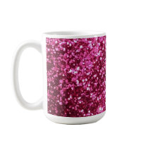 Hot pink sparkle glitter coffee mug