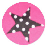Hot Pink Star Design Round Stickers