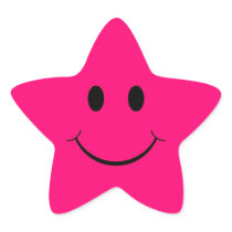 Hot Pink Star Smiley Face Stickers