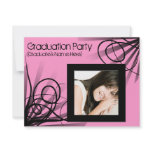 Hot Pink Swirl Graduation Party Invitation