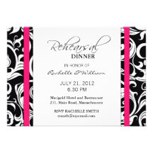 Hot Pink Swirl Rehearsal Dinner Card Custom Announcements