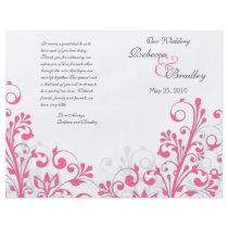 Hot Pink & White Abstract Floral Wedding Program