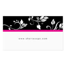Hot Pink White Black Floral Trendy business card