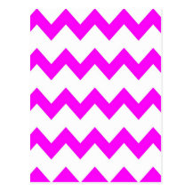Hot Pink White Chevrons Postcard