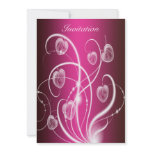 Hot Pink White Flower Streamers Birthday Party invitations