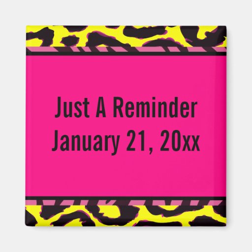 Hot Pink Zebra Cheetah Custom Colour Fridge Magnets