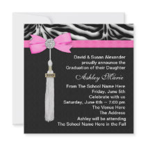 Hot Pink Zebra Graduation Announcements
