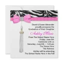Hot Pink Zebra Graduation Announcements