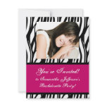 Hot Pink Zebra Party Invitation invitations