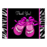 Hot Pink Zebra Pink Black Baby Girl Thank You Card