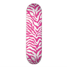 Hot Pink Zebra Print Wild Animal Stripes Novelty Skateboards