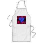 Hot pink zebra stripes monogram blue roses apron