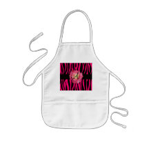 Hot pink zebra stripes monogram pink rose aprons