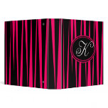 Hot PInk Zebra Stripes Monogrammed Binder