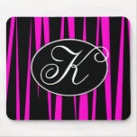 Hot Pink Zebra Stripes Monogrammmed Mouse Pads mousepads