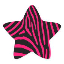 Hot Pink Zebra Stripes Star Sticker