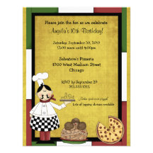Hot Pizza Chef Party Invitation