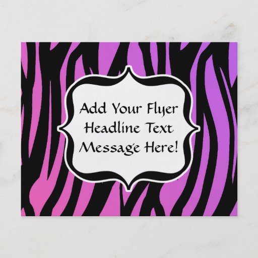 Hot Purple/Pink Zebra Stripes Monogram Flyers