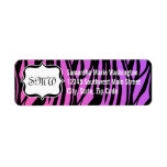 Hot Purple/Pink Zebra Stripes Monogram Return Address Label