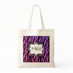 Hot Purple/Pink Zebra Stripes Monogram Tote bags