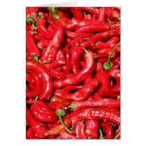 Hot Red Chili Peppers Outdoors in the Summer Sun Card