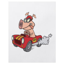 hot rod hog pig racing in car cartoon custom flyer