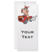 hot rod hog pig racing in car cartoon custom rack card