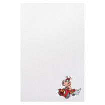 hot rod hog pig racing in car cartoon custom stationery