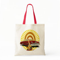 Hot Rod Pin Up Girl Tote Bags