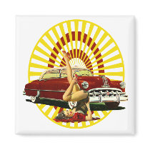 Hot Rod Pin Up Girl Fridge Magnet