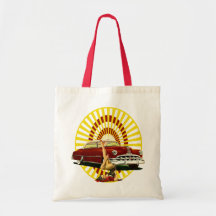 Hot Rod Pin Up Girl Tote Bags
