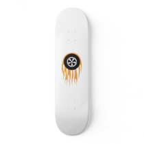 Hot rod wheel with flames skate boards