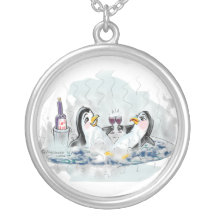 Hot Tub Penguins Custom Necklace