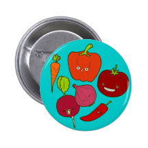 Hot & Zesty Vegetables Doodle Art Button