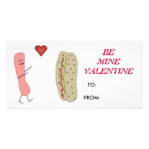 Hotdog & Bun Be Mine Valentine Card Photo Card Template