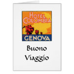 Hotel Columbia Genova Baggage Label Greeting Cards