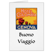 Hotel Columbia Genova Baggage Label Greeting Cards